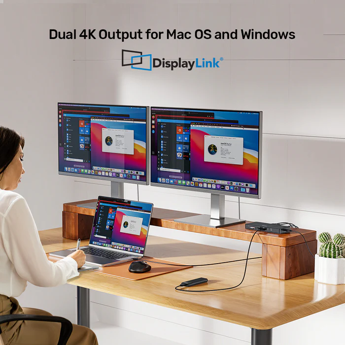 Unitek KVM Switch USB-C Dual 4K 60Hz HDMI & 100W PD (Displaylink) D1103A