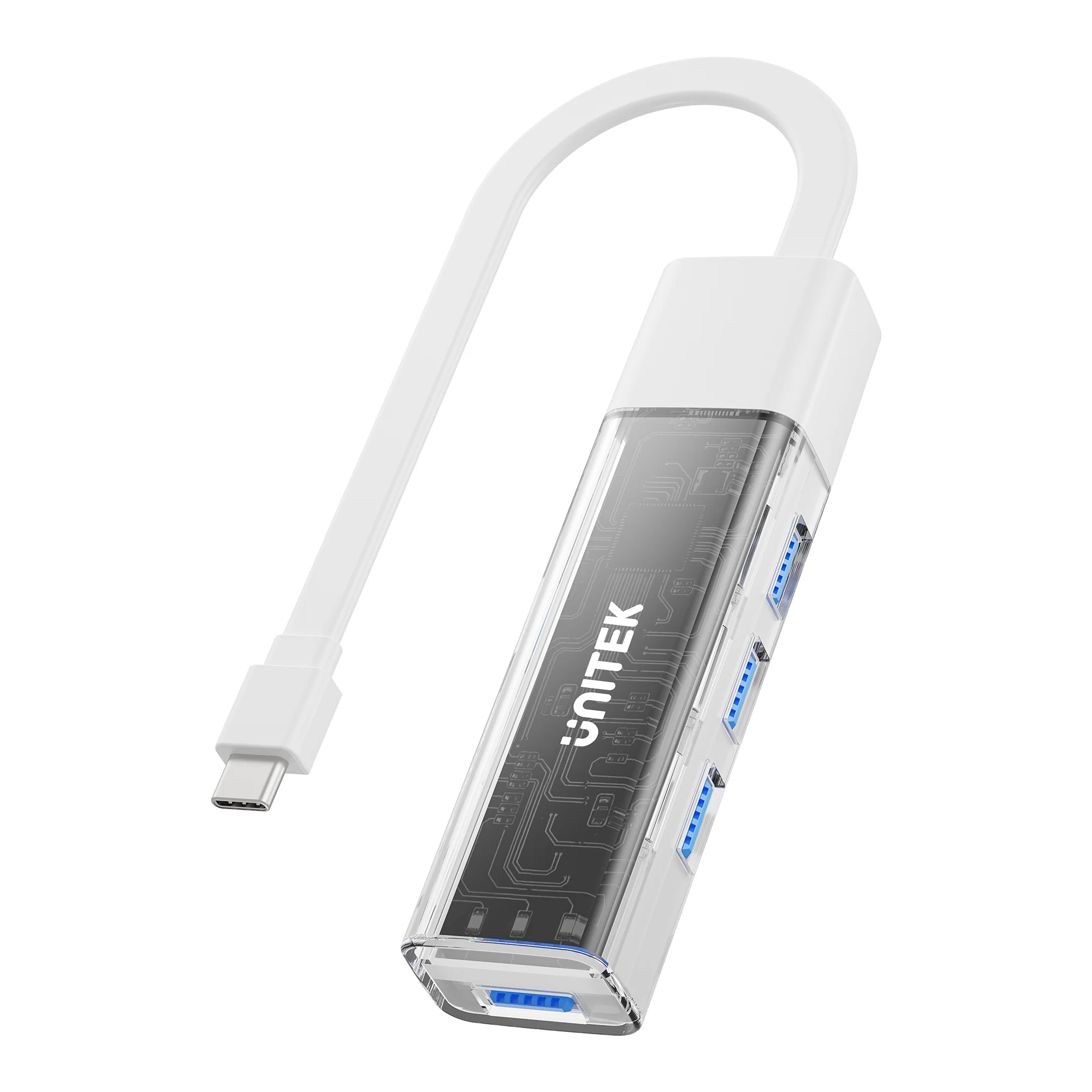 Unitek USB-C/USB-A Hub 4xUSB-A Ports Bi-Directional Detachable USB Cable H1319A