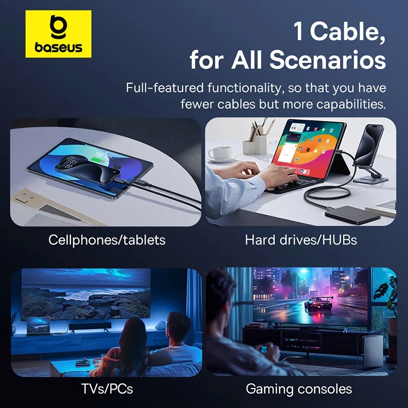 Baseus Crystal Shine USB 3.2 Full-Featured Fast-Charging Data Cable USB-C to USB-C 100W 1.5m 20Gb Cluster Black
