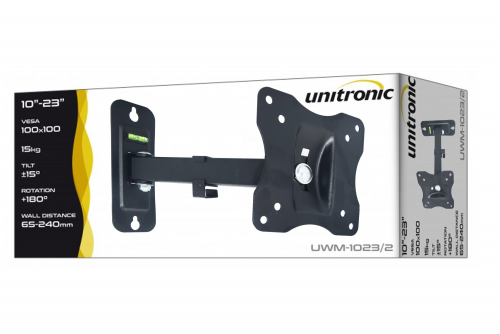 Unitronic TV Wall Mount 10x10 15kg Single Arm 10-23"