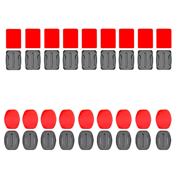 A set of flat and rounded mounting bases for GoPro, DJI Osmo Action, EKEN, SJCam, Insta360 sports cameras with 3M tapes - 9 pieces