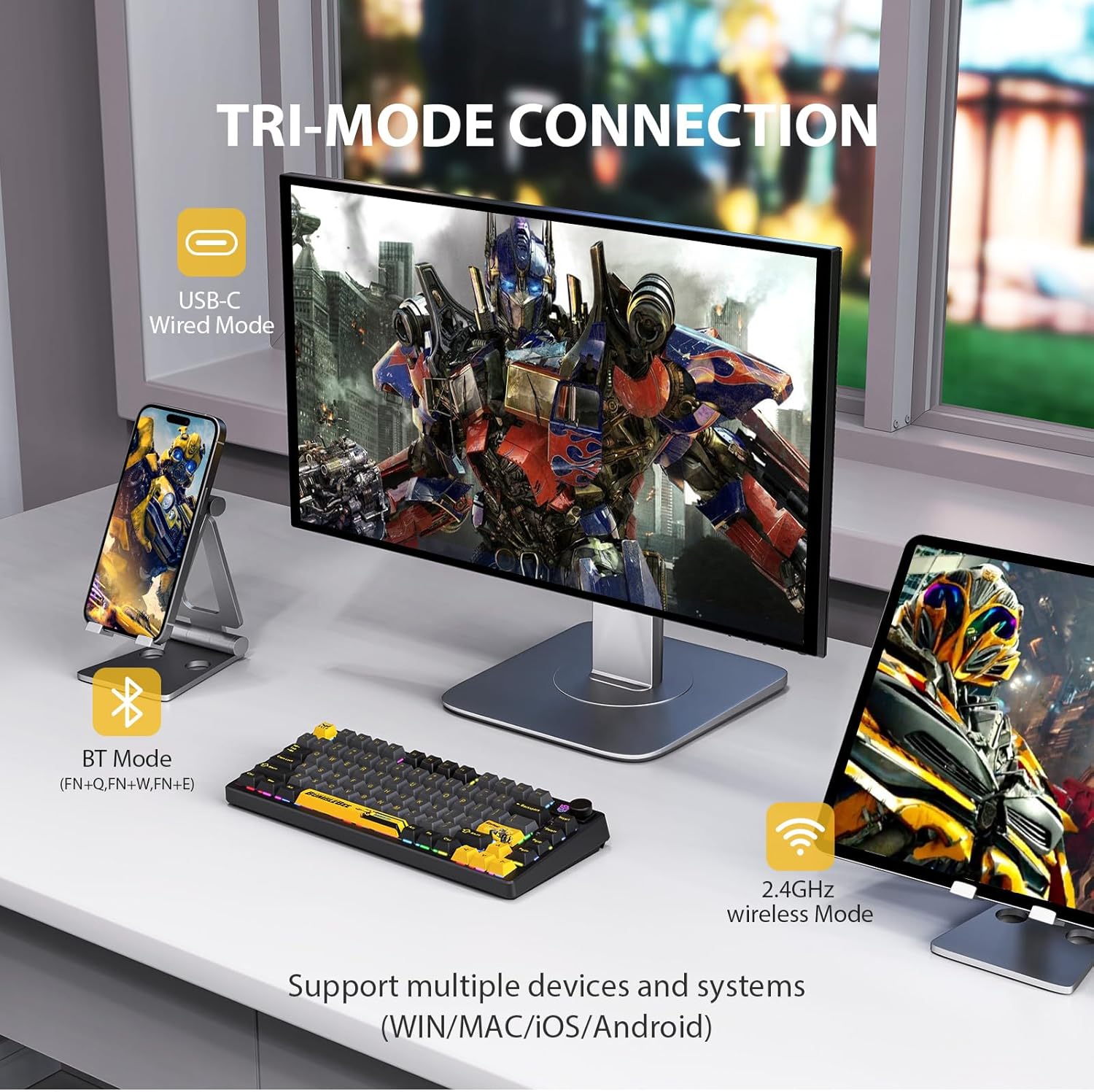 Transformers Mechanical Keyboard Trimode 2.4GHz-BT-USBC TF-GK03